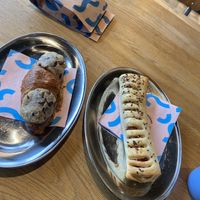 Sausage roll, crookie & bagged cinnamon roll   at Bakery Bakery - Basel SBB in Basel