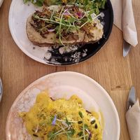 Mushroom toast & Benedict. at Pequeno Café e Bistrô - Príncipe Real in Lisbon