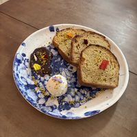 Toasted brioche bread with homemade Butter & Jam  at Pequeno Café e Bistrô - Príncipe Real in Lisbon