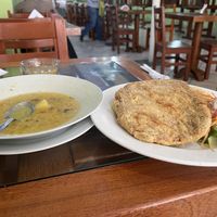 Quinoa soup and soy fillet  at Manantial - Jr Carabaya in Lima
