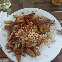 Main after already eaten a bit at Manantial - Jr Carabaya in Lima