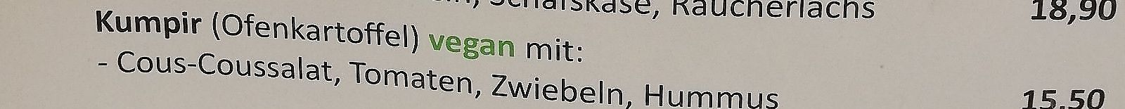 Ein veganes Gericht zur Auswahl at Restaurant Kartoffelsack in Alsfeld
