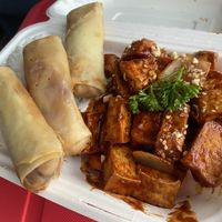 Veg spring rolls and Kang pao tofu  at KimChi - Sea Point in Cape Town