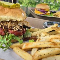 Fig bacon burger (with house made Beet patty) at Bubbie's in Arlington