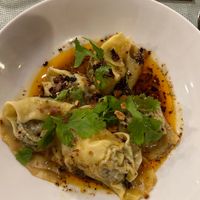 The delicious spiced wontons, only 5.5 Euros!  at Carré Jardin in Lyon