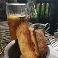 Iced tea and potato wedges at Salt Shaker Deli in Lunenburg