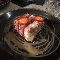 Strawberry cheesecake  at Les Mauvaises Herbes in Quebec