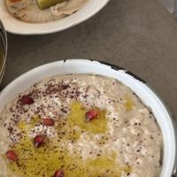 Amazing vegan hummus and babaganush!   at Boker Tov in Ghent