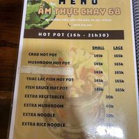 Menu  at Am Thuc Chay 68 in Ho Chi Minh City