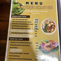 Menu  at Am Thuc Chay 68 in Ho Chi Minh City