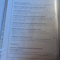 Special menu with clearly labeled vegan items at Dundees on the Waterfront in Cairns