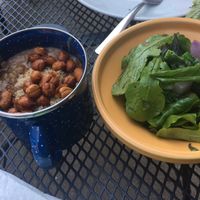 Vegan Hot Cereal and Salad  at Kitchen Table in Omaha