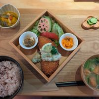 Katsu lunch box at ZENZAI in Kagoshima