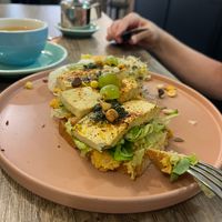 Marinated tofu on toast at La Loca de Enfrente in Madrid