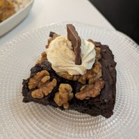 Sweet potato brownie at La Loca de Enfrente in Madrid