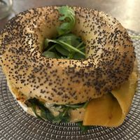 bagel de « salmón"  at La Loca de Enfrente in Madrid