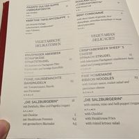 Speisekarte at Cafe Sacher in Salzburg