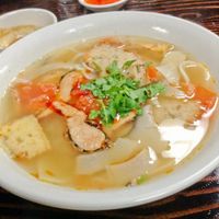 Rice noodle soup with veggie fish. at An Lac Duyen in Garden Grove