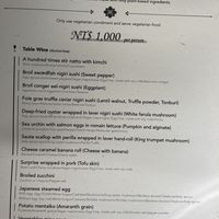 English menu  at GOROU - 五郎時食 in Kaohsiung