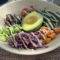 Vegan bowl with quinoa and tahini dressing   at Maresias  in Tulum