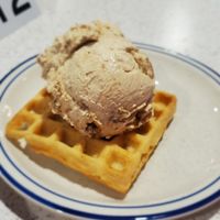 Cinnamon ice cream with a waffle at Honey Bear Ice Cream in Harrisburg