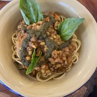 Lentil bolognese   at Café Vida in La Paz