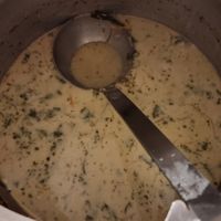 Delicious daily soup that comes with bread and hummus at Café Vida in La Paz