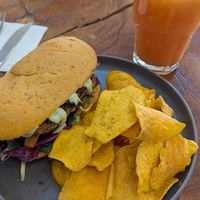 Tempeh milanesa at Café Vida in La Paz