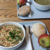 Endive soup, courgette soup at Souplounge in Ghent