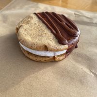 Half-Baked Vegan Banoffee Cookie Sammie. at Beach Road Deli in Paekakariki
