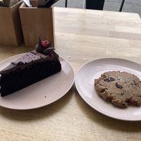 Chocolate fudge cake and chocolate & sea salt cookie  at Beach Road Deli in Paekakariki