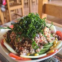 Quinoa salad with avo at La Casa de Bamboo in Huacachina