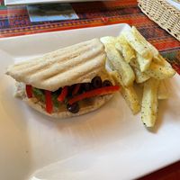 Vegan sandwich   at La Casa de Bamboo in Huacachina