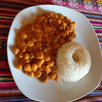 Chickpeas Tomatocreme with Rice at La Casa de Bamboo in Huacachina