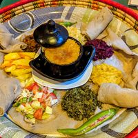The amazing vegan platter at Abyssinia Restaurant in Manama