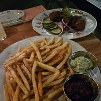 Masada fries and wings (behind) at JUNE in Beaverton