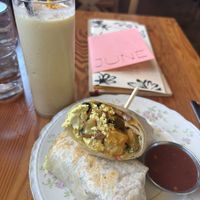 Breakfast burrito & creamsicle mocktail   at JUNE in Beaverton