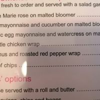 Menu at Lady Lever Art Gallery in Bebington