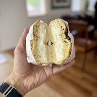 Everything bagel and vegan cream cheese   at Abel's Bagels in Las Vegas