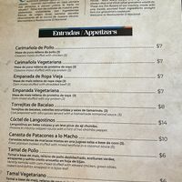 Menu  at El Nacional  in Panama City