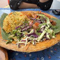 Stewed Seitan with rice and citrus salad   at El Nacional  in Panama City