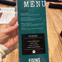 Vegan menu   at Fixins in Sacramento