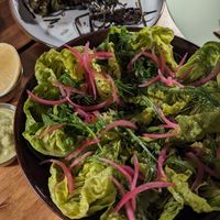 Delicious green salad at Ramenara in Seef