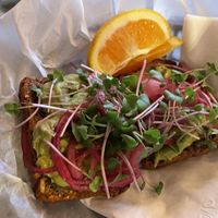 Avocado toast  at Lucky's Coffee Garage in Lebanon