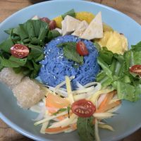 Herb salad for which we learned to prepare the dressing for    at Hotpot Panda in Chiang Mai