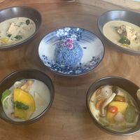 Soo delicious! Our soups Tom Ka and Tom Yum, and main dishes green and red curry. We added a bit less chilly. Hence, a bit less color.  at Hotpot Panda in Chiang Mai