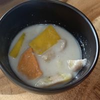 One of my favourite desserts Kluai buat chi! We got to add some pumpkin and sweet potato after my request.   at Hotpot Panda in Chiang Mai