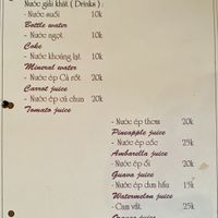menu 1  at Aurora Chay Quan in Da Nang