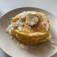 Yellow pancakes (banana)  at Cloud Café in Oslo