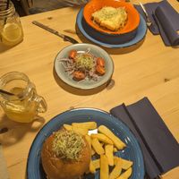Burger and meatloaf  at Green Planet Dinner   in Gran Canaria